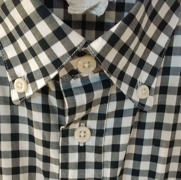 Club Monaco Slim White Black Button Down Checker Boyfriend Fit Shirt Size S/P - Picture 6 of 11